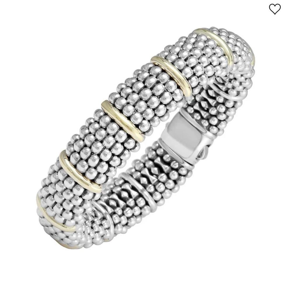 LAGOS Silver Beaded Bracelet with Gold Bands - Picture 11 of 11
